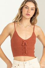 Load image into Gallery viewer, SWEET AURA LACE-UP RIBBED CAMI TOP