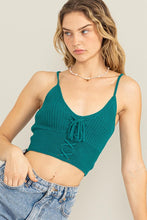Load image into Gallery viewer, SWEET AURA LACE-UP RIBBED CAMI TOP