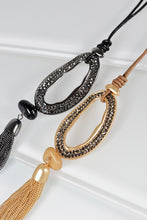 Load image into Gallery viewer, Elegant Oval and Chain Tassel Pendant Necklace