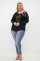 PLUS KEY HOLE LONG SLEEVE TOP WITH SKULL