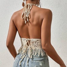 Load image into Gallery viewer, Sexy Crop Top Lace Up Hollow Out Tassel Backless Tank