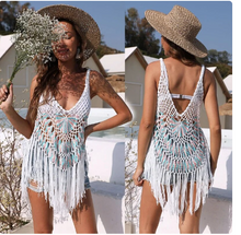 Load image into Gallery viewer, New Crochet Summer Sexy Beach Mini Dress Boho Hollow Out Cover Up Dress Bathing Suit Women Beachwear Cover Ups Dress for Be