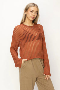 OPEN KNIT LONG SLEEVE SWEATER