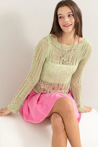 LIGHT WEIGHT OPEN STITCH KNIT TOP