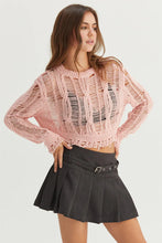 Load image into Gallery viewer, DISTRESSED KNIT CROPPED SWEATER