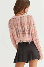 Load image into Gallery viewer, DISTRESSED KNIT CROPPED SWEATER