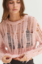 Load image into Gallery viewer, DISTRESSED KNIT CROPPED SWEATER