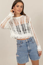 Load image into Gallery viewer, DISTRESSED KNIT CROPPED SWEATER