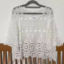 Load image into Gallery viewer, REALEFT Summer Vintage Lace Crochet Hollow Out Women&#39;s Blouses 2025 New Embroidery Half Sleeve O-neck Shirts Tops for Womens