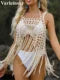 Load image into Gallery viewer, Sexy Fringe Tassel Hollow Out Crochet Knitted Tunic Beach Cover Up Cover-ups Beach Dress Beach Wear Beachwear Female Lady