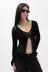 Load image into Gallery viewer, Openwork Long Sleeve Blouse - White-Black