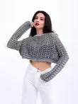 Knitwear Mesh Crop - Gray-Anthracite
