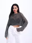 Load image into Gallery viewer, Knitwear Mesh Crop - Gray-Anthracite