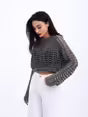 Load image into Gallery viewer, Knitwear Mesh Crop - Gray-Anthracite