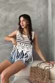 Cream Net Blouse