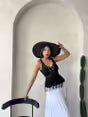 Load image into Gallery viewer, Blouse With Guipure Detailed Strap Black |