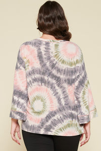Swirl Tie-Dye Printed French Terry Knit Top