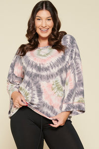 Swirl Tie-Dye Printed French Terry Knit Top