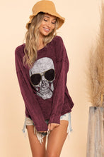 Load image into Gallery viewer, Mineral dyed top with skull print
