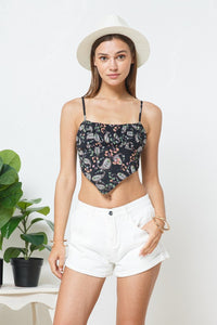 PAISLEY PRINT CHIFFON CAMI CROP BANDANNA TOP