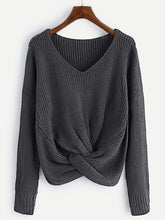 Load image into Gallery viewer, V-Neckline Twist Front Pullover Sweater