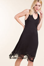 Load image into Gallery viewer, V-NECK SLEEVELESS DRESS WITH LACE TRIM IN THE BACK AND BOTTOM
