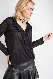 Long Sleeve Top with Ruffles