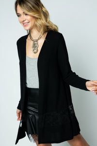 LONG SLEEVE CARDIGAN WITH LACE POINT