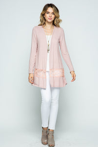 LONG SLEEVE CARDIGAN WITH LACE POINT