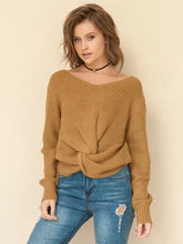 Load image into Gallery viewer, V-Neckline Twist Front Pullover Sweater