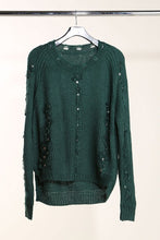 Load image into Gallery viewer, Metal Embellished Ribbed Knitted Distressed Sweater