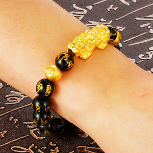 Feng Shui Obsidian Stone Beads Bracelet