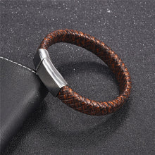 Load image into Gallery viewer, Braided Leather Bracelet for Men Stainless Steel Magnetic Clasp Fashion Bangles Gifts