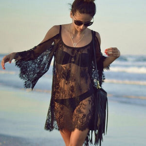 Women Bathing Suit Lace Crochet Bikini Swimwear Cover Up Casual Beach Lace