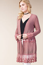 Load image into Gallery viewer, Long Sleeve Cardigan with Stoned and Lace Details