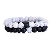 Load image into Gallery viewer, Pcs/Set Couples Distance Bracelet Classic Natural Stone White and Black Yin Yang Beaded Bracelets for Men Women Best Friend Hot