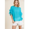 Load image into Gallery viewer, Sheer Ruffle Short Sleeve Round Neck Top with Scoop Hem