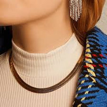 Load image into Gallery viewer, Gold Silver Color Flat Cooper herringbone Chain Choker Necklace for Women